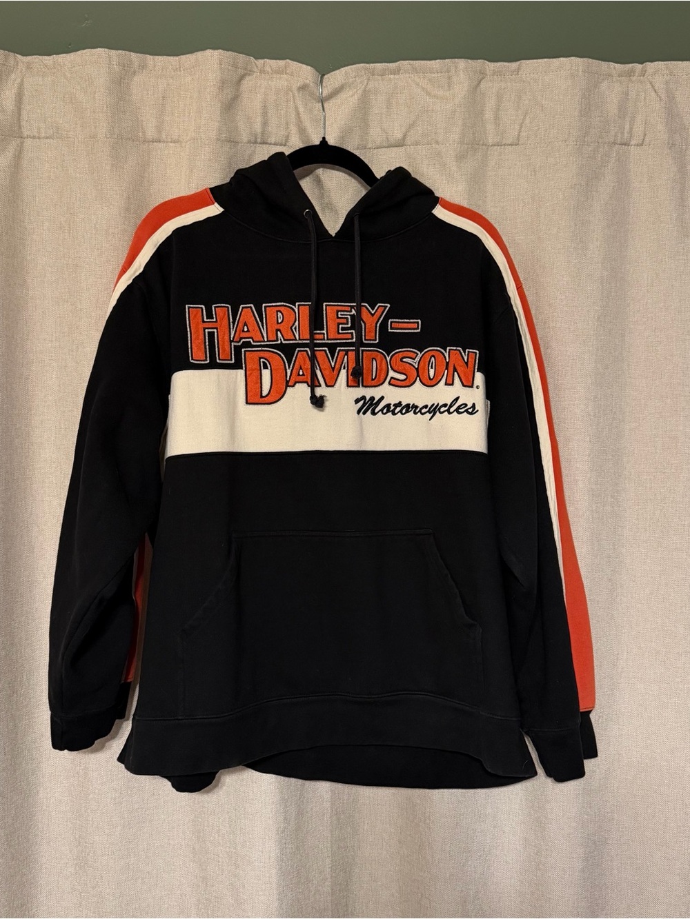 Harley-Davidson Black, Orange & White Pullover Hoodie